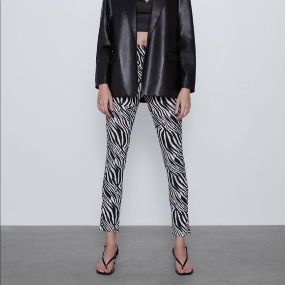 Zara | Pants \u0026 Jumpsuits | Zara Zebra Print Leggings With Slit | Poshmark